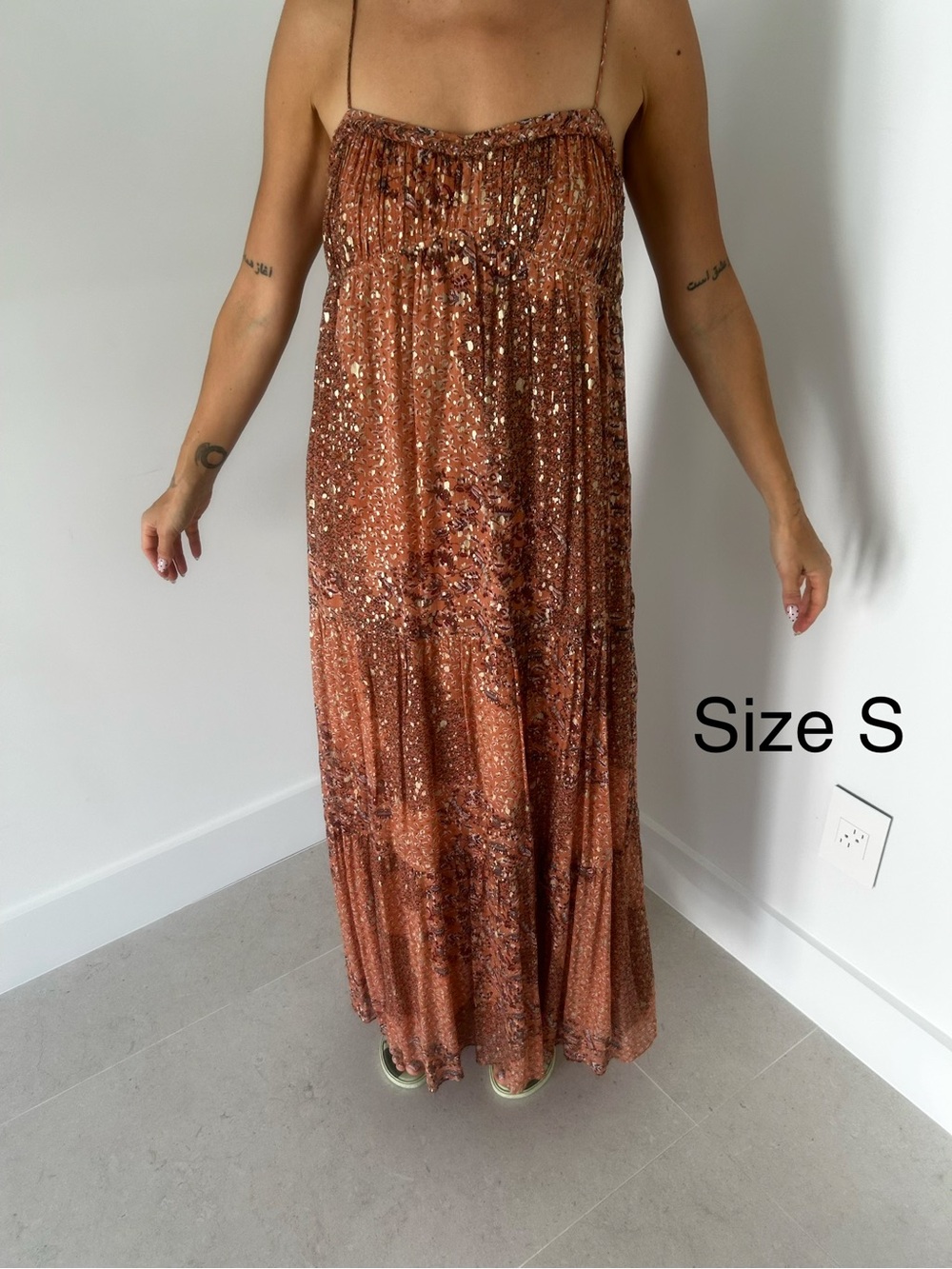Boho Sequin Strap Maxi Dress in Rust